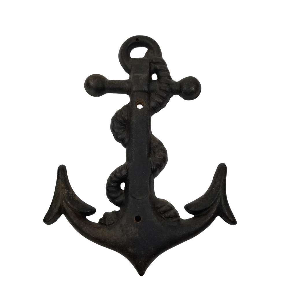 Vintage Cast Iron Anchor Rope Wall Decor Black Nautical Maritime 5.5" Ocean Lake